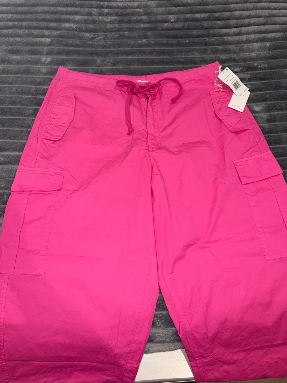 Good American Hot Pink Cargo Pants with Pocket Detail
